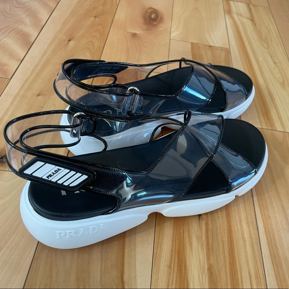 PRADA SANDALS WOMEN PLEXIGLASS TRANSPARENT BLACK
